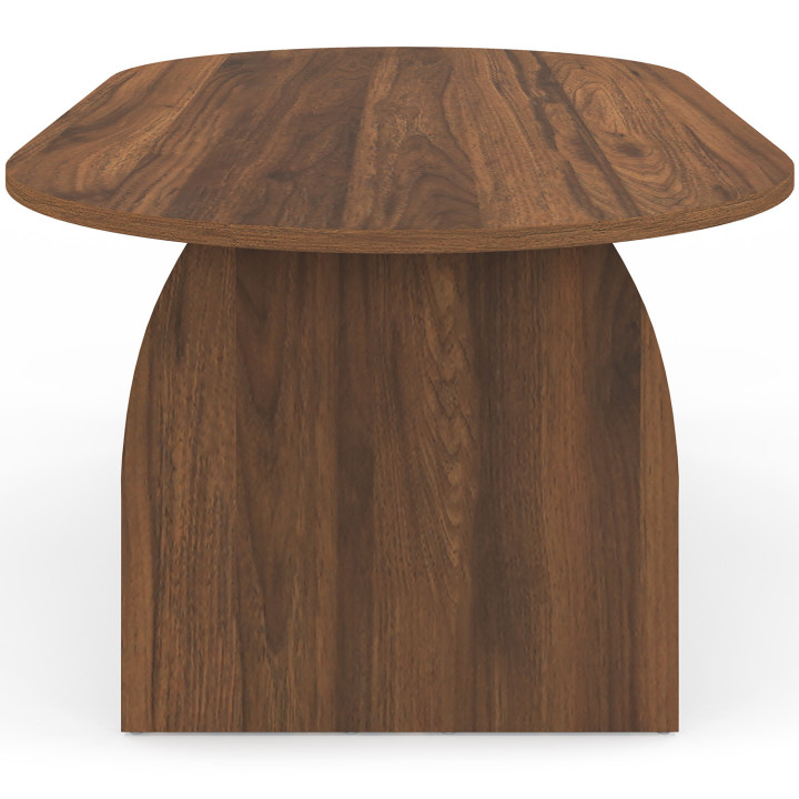 Japandi mesa de centro ovalada 110 cm madera efecto nogal