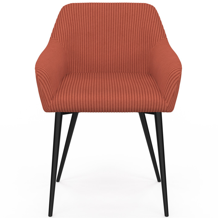 Lote de 2 sillas y sillones de comedor JANY de pana color terracota