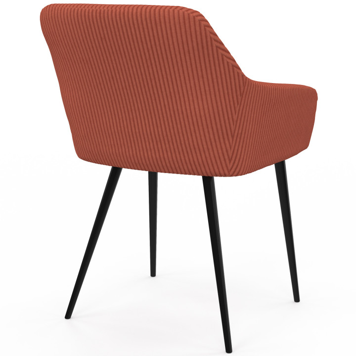 Set van 2 JANY eetkamerstoelen en fauteuils in terracotta ribfluweel