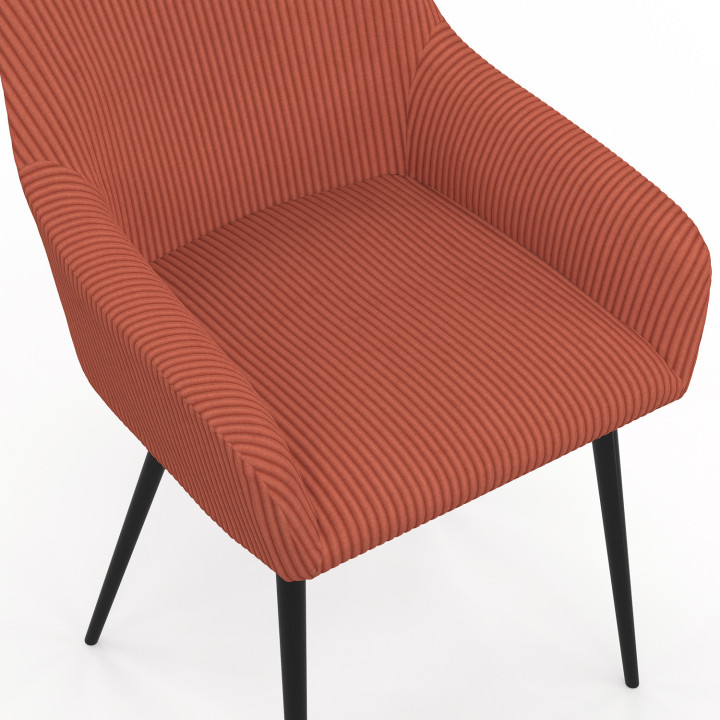 Lote de 2 sillas y sillones de comedor JANY de pana color terracota