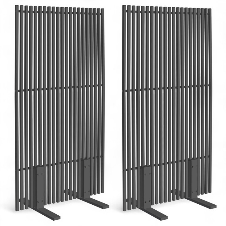 Lote de 2 pantallas exteriores caladas, pantalla decorativa, 80 x 150 cm, metal gris antracita