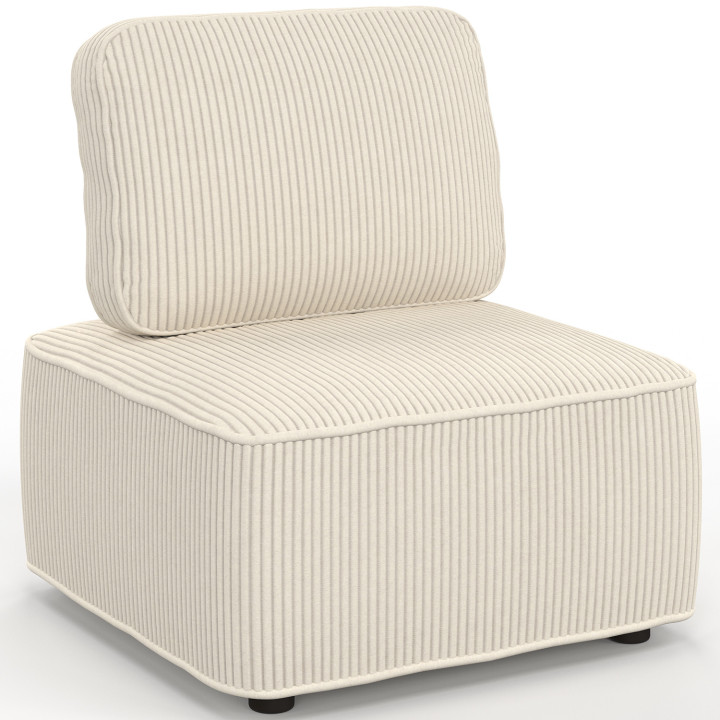 Module de canapé et fauteuil en velours côtelé beige