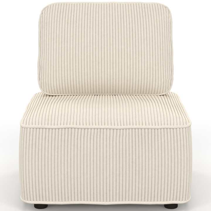 Modulo divano e poltrona in velluto a coste beige