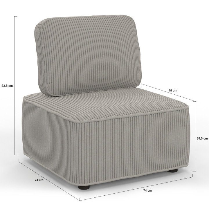 Sofa- und Sesselmodul ALFIE in Cord hellgrau