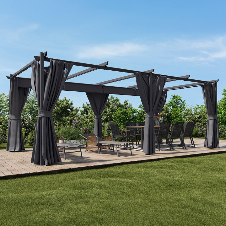 Pergola einziehbares Dach 3x6m anthrazitgrau günstig | ID Market