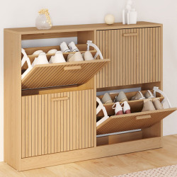 Mueble zapatero con 20 pares de zapatos, 4 puertas de listones de roble - JULIETTE | IdMarket