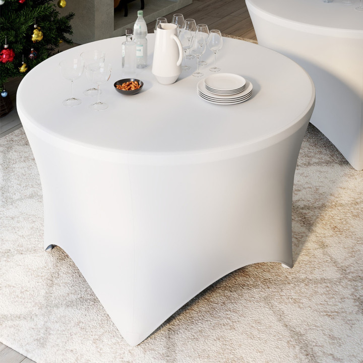 Tavolo rotondo pieghevole portatile da 122 cm per il campeggio o il divertimento con copertura bianca