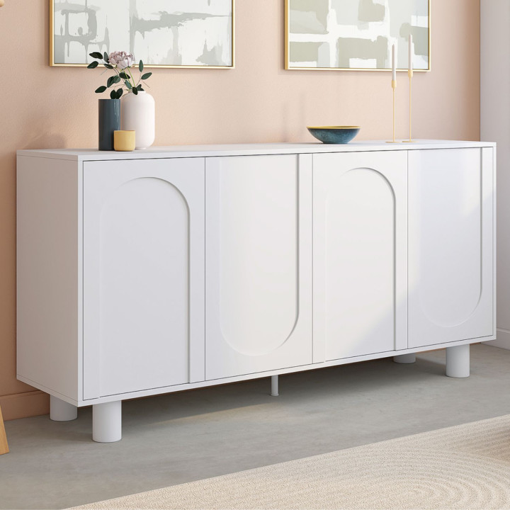 Sideboard 160 cm 4 Türen Design Arche weiß - ARCHIE | IdMarket