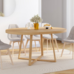 SELMA ronde uitschuifbare eettafel 4-8 personen hout beuken effect 110-150 cm