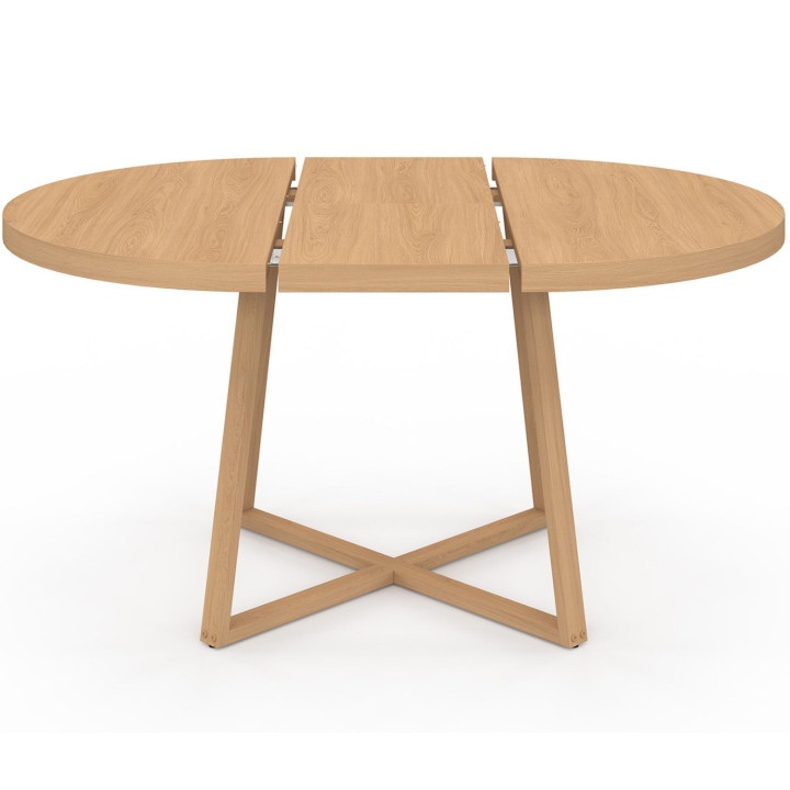 Table à manger extensible ronde SELMA 4-8 personnes bois effet hêtre 110-150 cm