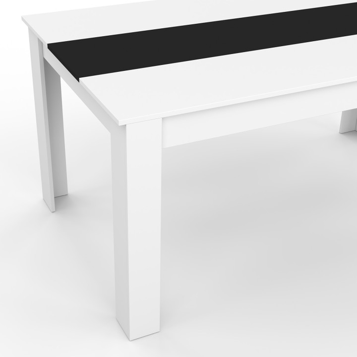 Table à manger rectangle GEORGIA 6 personnes blanche et noire 140 x 90 cm