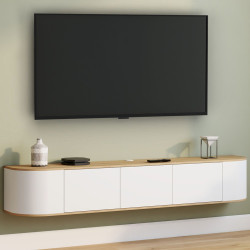 Mobile TV sospeso LEORA 180 cm a 3 ante in legno e bianco