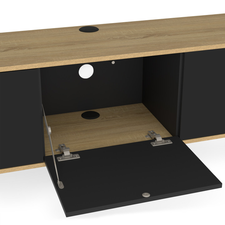Hänge-TV-Möbel 180 cm LEORA 3 Türen aus Holz und Schwarz