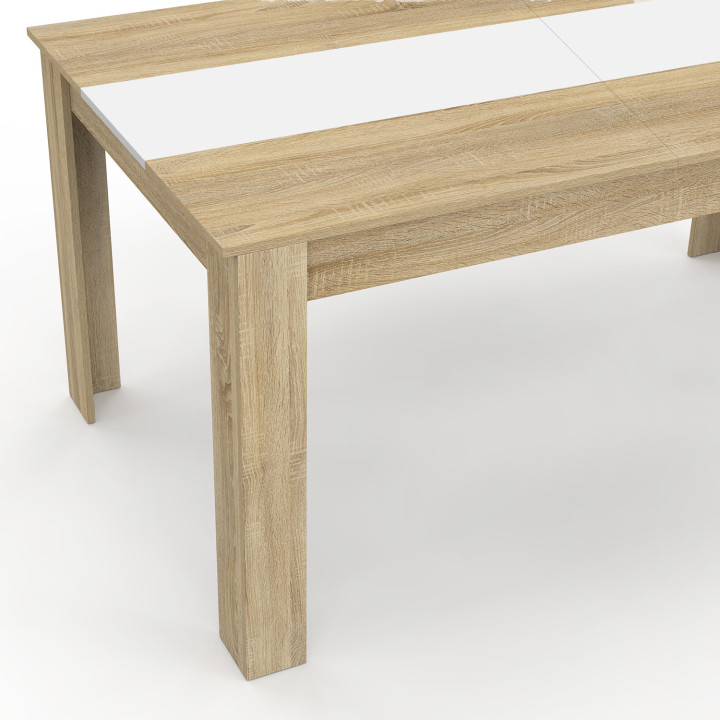 Mesa de comedor barata 140 cm imitación haya y blanco - GEORGIA | ID Market
