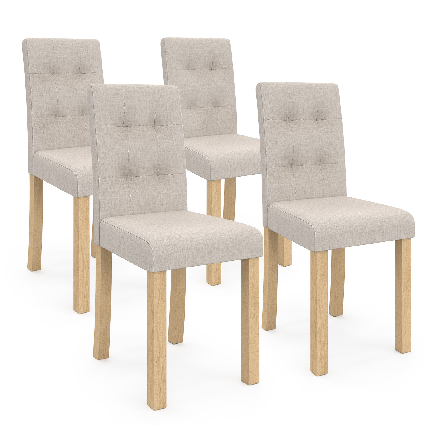 Chaises capitonnées beiges chinées
