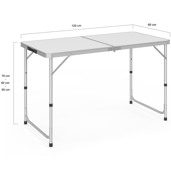Inklapbare campingtafel met verstelbare hoogte: grijs en wit | ID Market