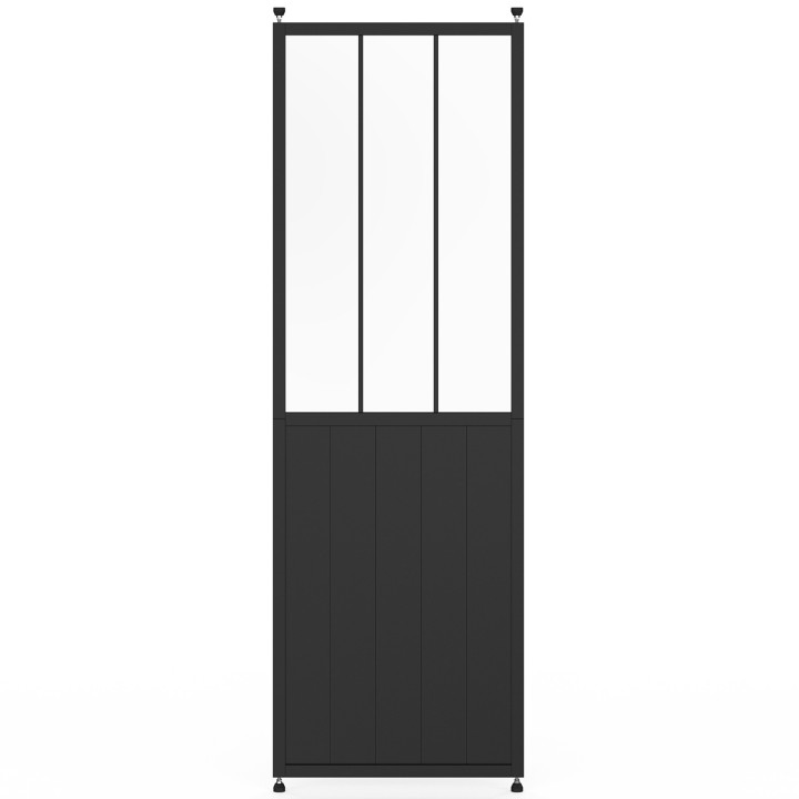 Verwijderbare studioscheiding 250 x 80 cm met zwart metaaleffect en gehard glas