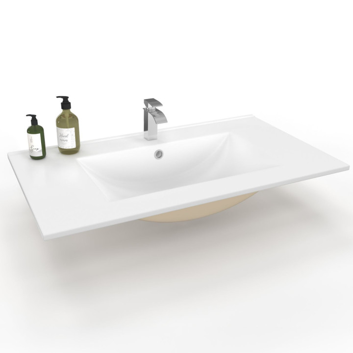 Lavabo rettangolare da incasso in ceramica bianca L. 81 x L. 46 x H. 17 cm