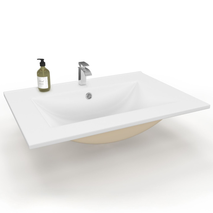 Lavabo rettangolare da incasso in ceramica bianca L. 61 x L. 46 x H. 17 cm