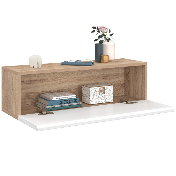 Set di 2 scaffali a parete ELYOS a 1 anta in legno e bianco