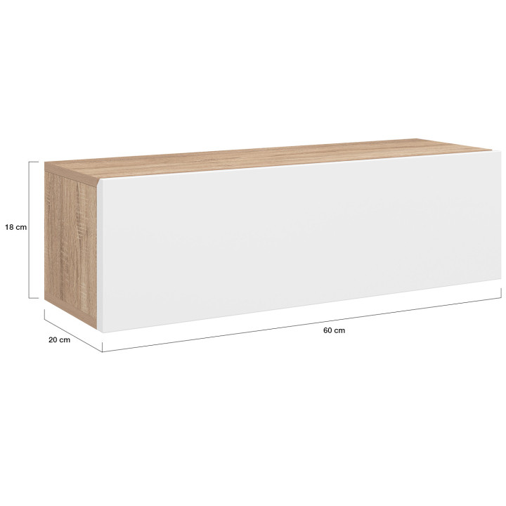 Set di 2 scaffali a parete ELYOS a 1 anta in legno e bianco