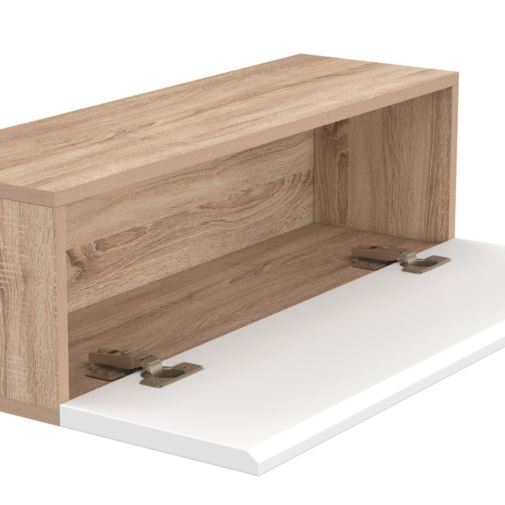 Set di 2 scaffali a parete ELYOS a 1 anta in legno e bianco