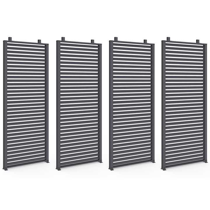 Pergola bioclimatica a lamelle orientabili in acciaio 3x4 M con lamelle orizzontali grigio antracite