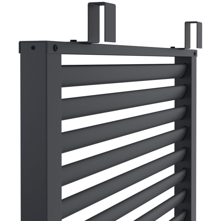 Pergola bioclimatica a lamelle orientabili in acciaio 3x4 M con lamelle orizzontali grigio antracite