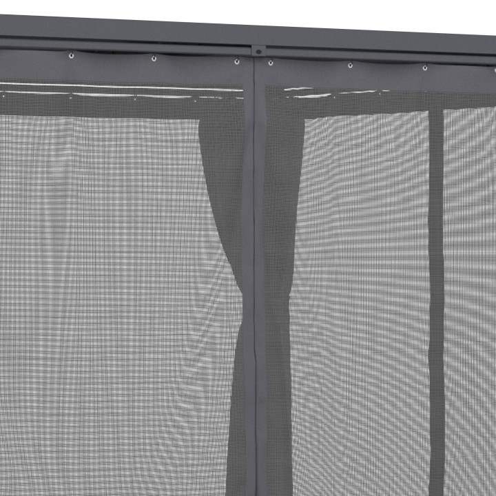 Bioklimatische Pergola mit verstellbaren Lamellen aus Stahl 3x4 M Vorhänge und Fliegengitter anthrazitgrau | IdMarket