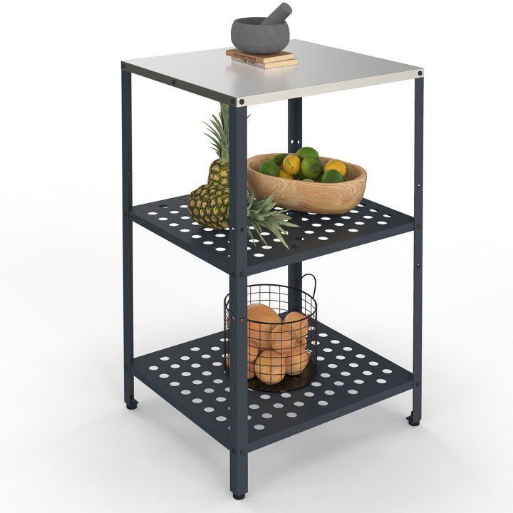 Outdoor-Küchenmöbel 2 Regale aus anthrazitgrauem Stahl