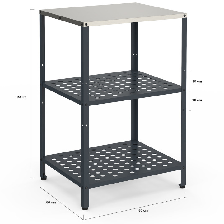Outdoor-Küchenmöbel 2 Regale aus anthrazitgrauem Stahl