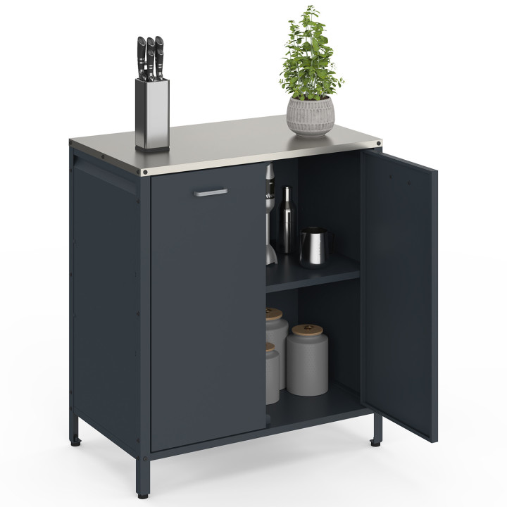 Outdoor-Küchenmöbel 2 Türen Stahl anthrazitgrau - PAREO | IdMarket