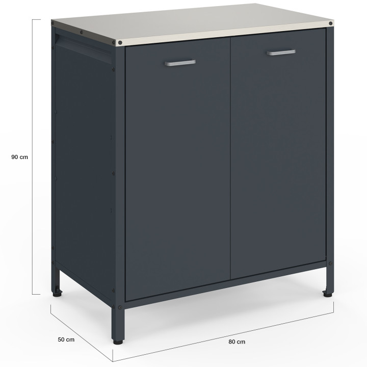 Meuble cuisine extérieure 2 portes en acier gris anthracite