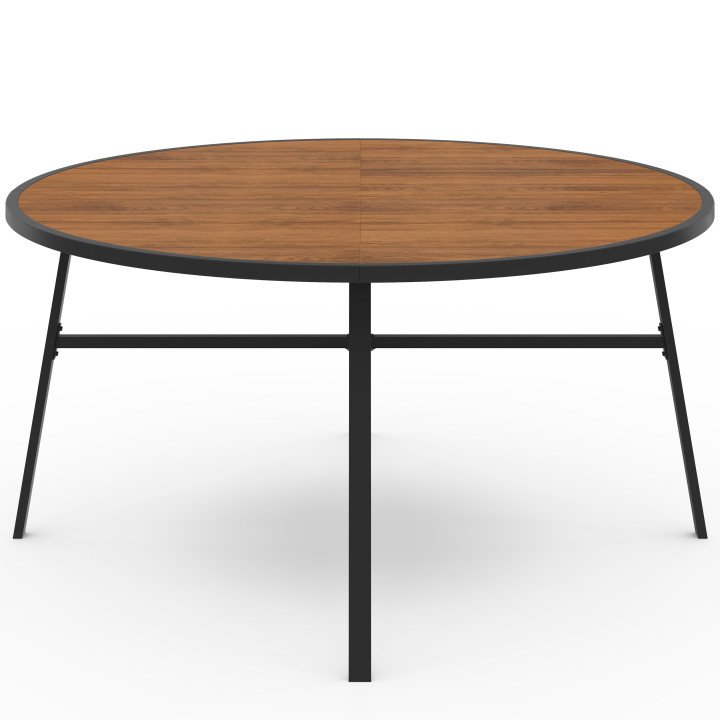 Gartenmöbel NOUMEA runder Tisch 150 CM und 8 stapelbare Stühle schwarz und Holz