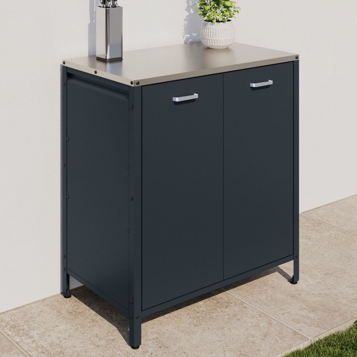 Outdoor-Küchenmöbel 2 Türen Stahl anthrazitgrau - PAREO | IdMarket