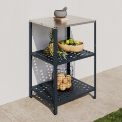 Meuble de cuisine extérieure PAREO 2 étagères en acier gris anthracite