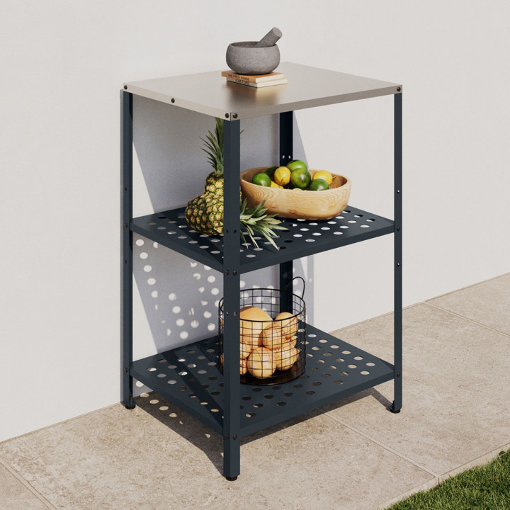 Outdoor-Küchenmöbel 2 Regale aus anthrazitgrauem Stahl
