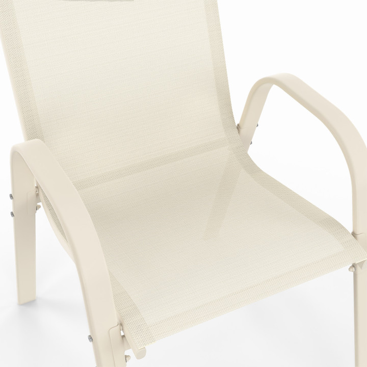 MADRID tuinset 190cm tafel en 8 beige stapelstoelen