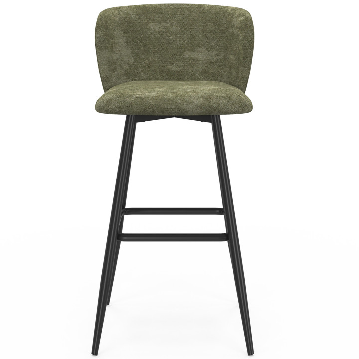 Set di 4 sgabelli da bar OMBLINE con seduta imbullonata verde kaki e gambe in metallo nero