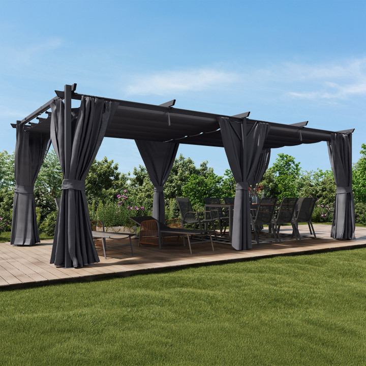 Pérgola retráctil barata 3x6m gris antracita | ID Market