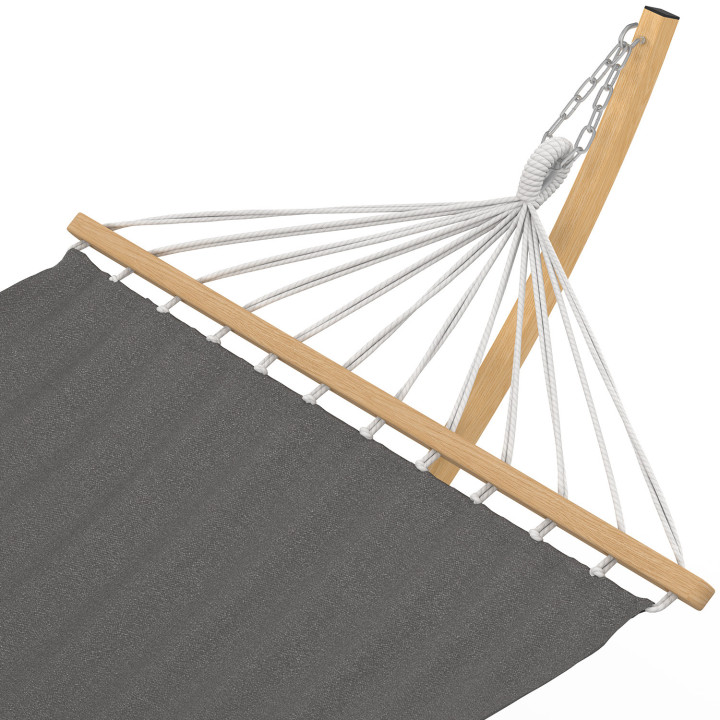 XL hangmat met houteffect metalen standaard en grijs canvas