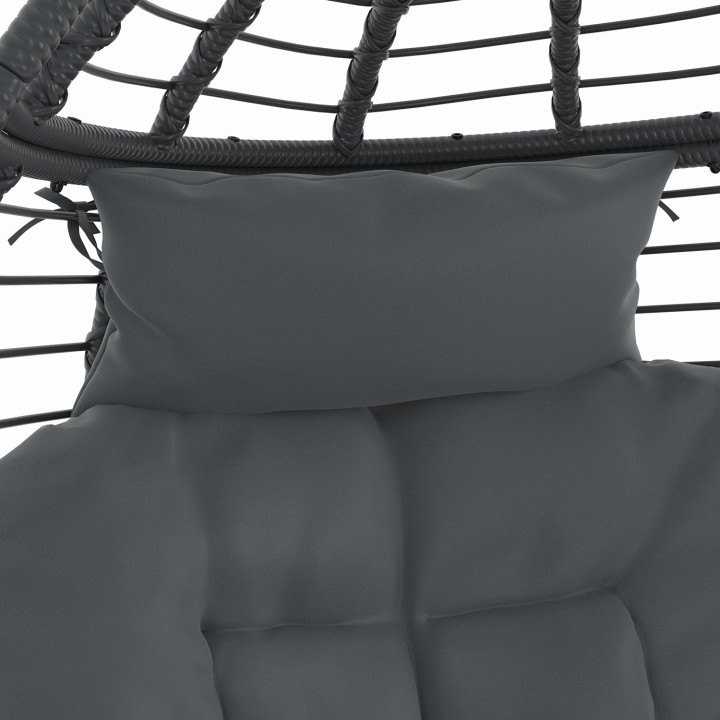 Poltrona traforata grigia con effetto rattan e cuscino grigio | IdMarket