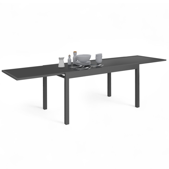 MADRID 135-270 CM Tavolo da giardino rettangolare allungabile per 8-12 persone, grigio antracite