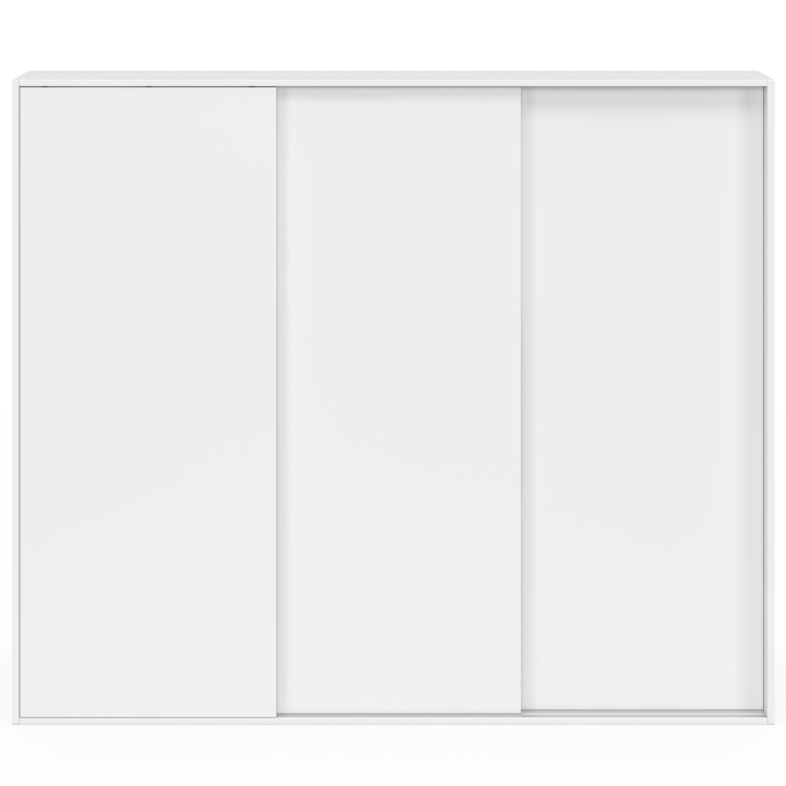 TOMI 130 x 50 x 70/110 cm witte 3-deurs schuifwandkast met 3 niveaus