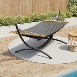 Amaca XL con supporto in metallo nero e telo grigio antracite