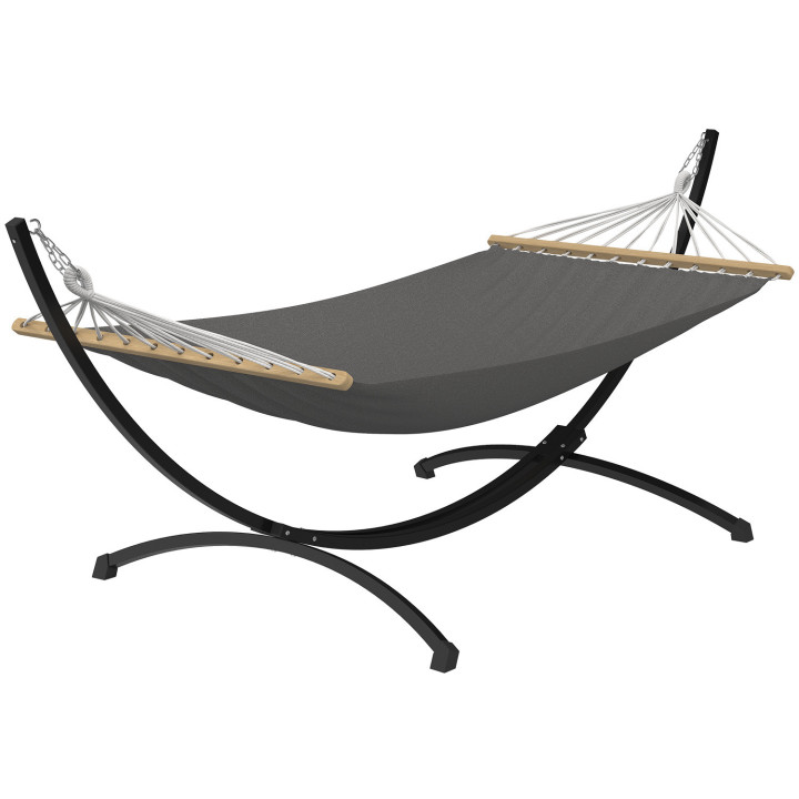 Hamac XL avec support métal et toile gris anthracite