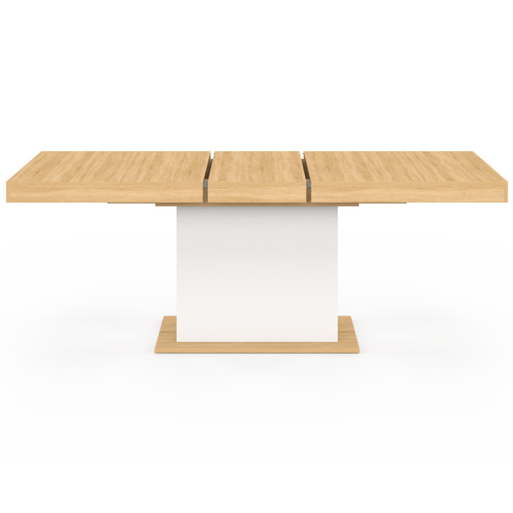 Rechthoekige tafel met centrale poot, hout en wit - EDEN | ID Market