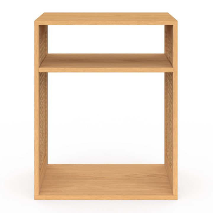 Set di 2 comodini con contenitore a giorno in legno e doghe - NORA | IdMarket