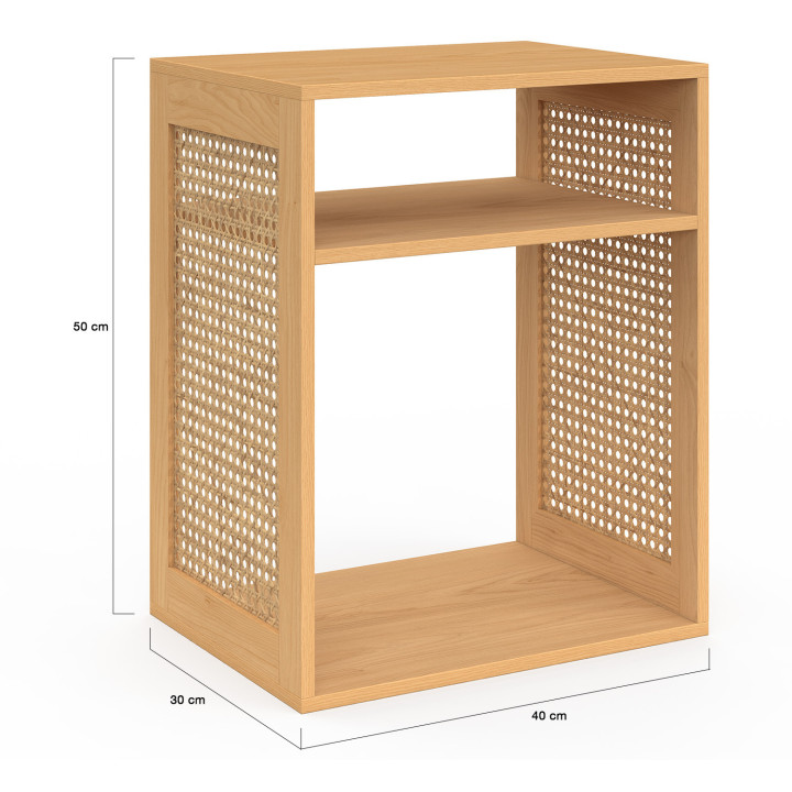 Set di 2 comodini con contenitore a giorno in legno e doghe - NORA | IdMarket