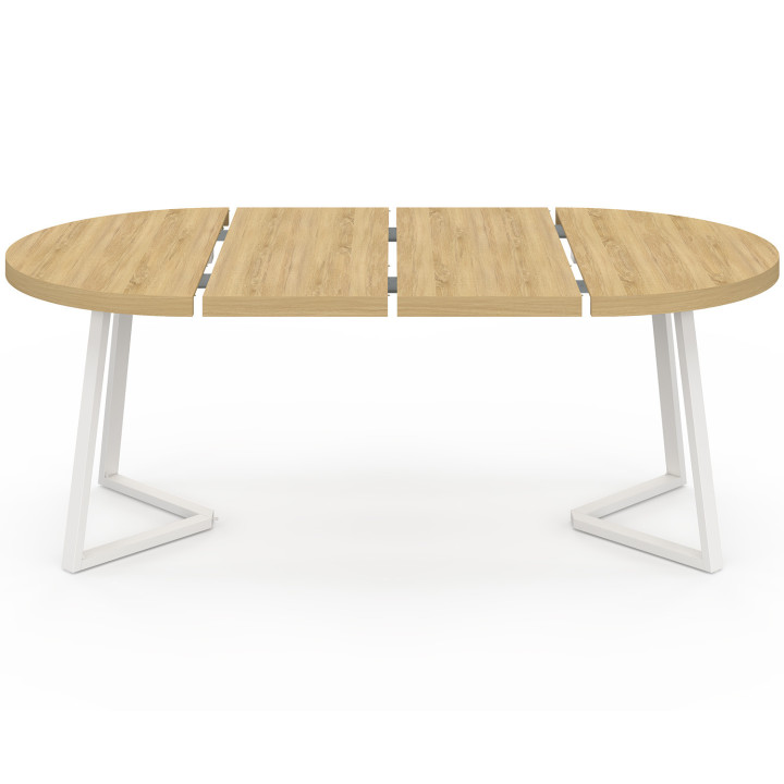 SELMA tavolo da pranzo rotondo allungabile 4-10 persone legno e bianco 110-200 cm